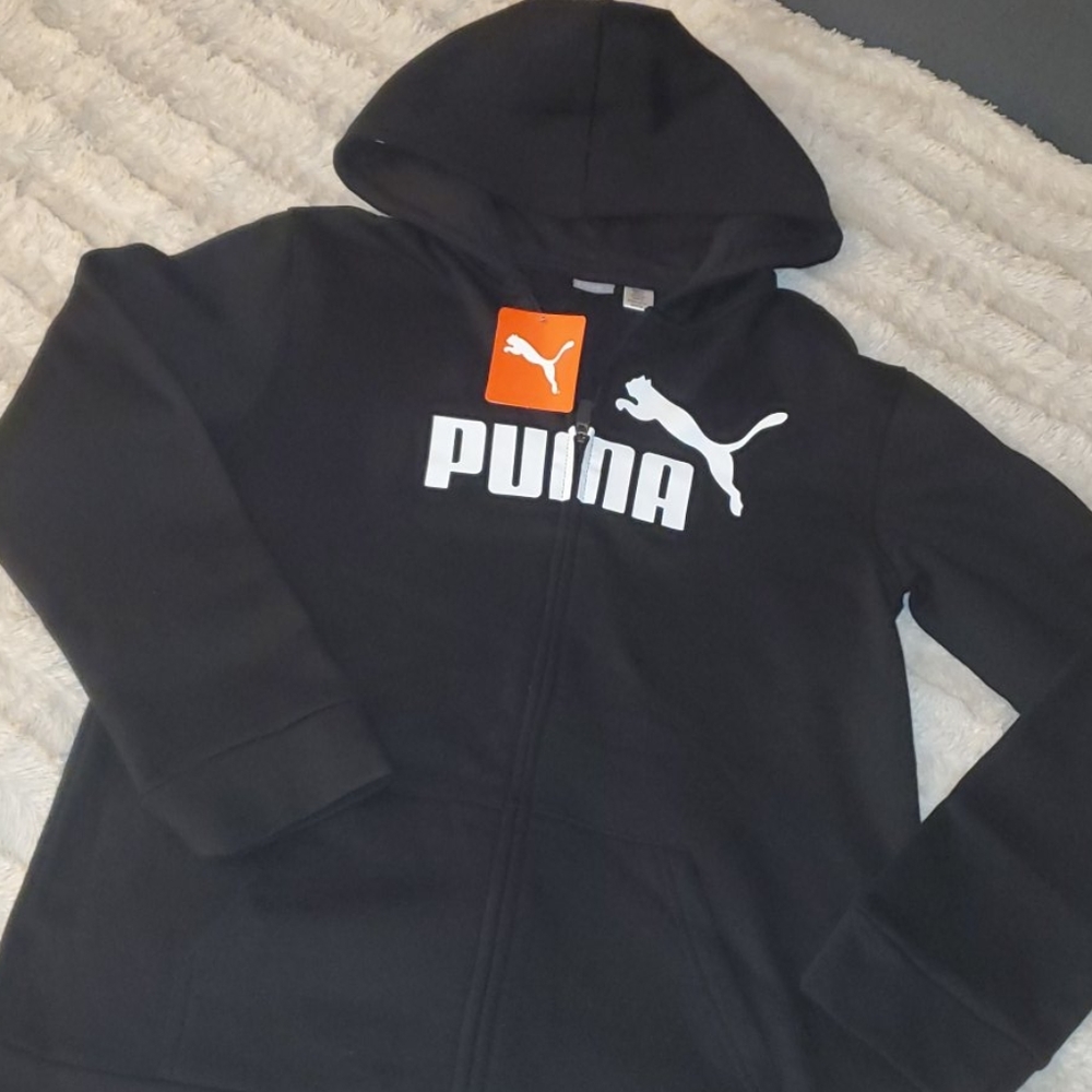 Black Puma Hoodie with White lettering